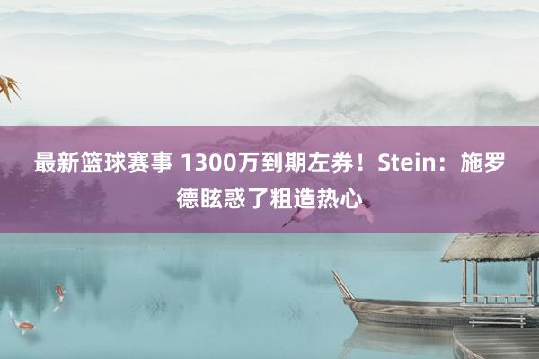 最新篮球赛事 1300万到期左券！Stein：施罗德眩惑了粗造热心